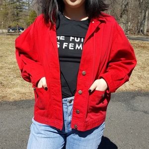 Vintage Calvin Klein Sport Red Denim Jacket